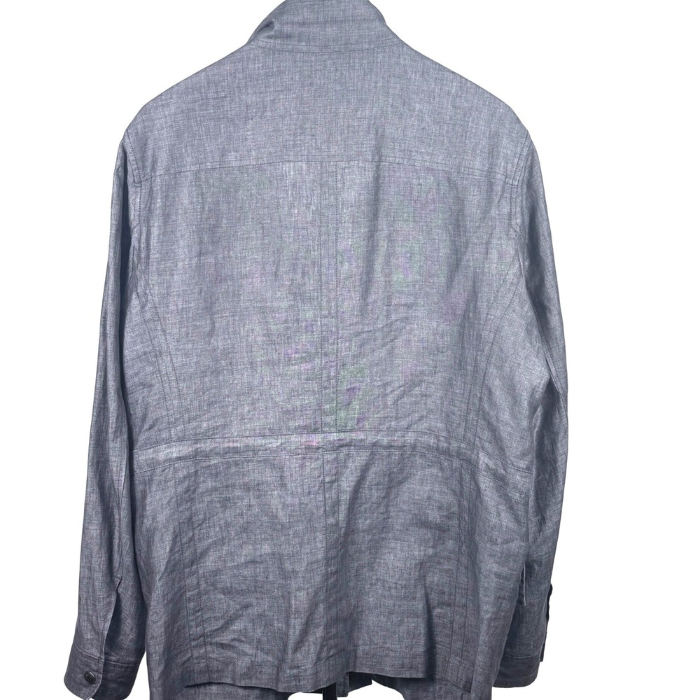 Theory Haben Coben Field Jacket Mens M Grey Linen Zip Up Utility Lightweight - Picture 3 of 8